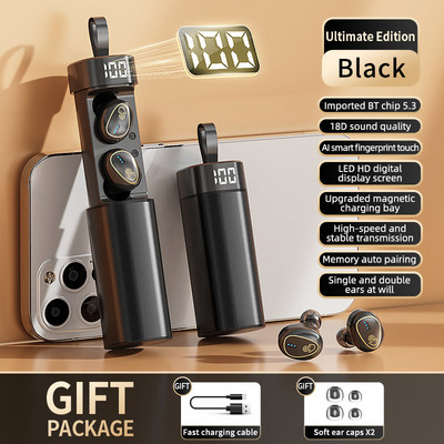 2023 Νέα Ακύρωση θορύβου Ακουστικά Bluetooth Push Pull Type Design IPX7 Αδιάβροχα αθλητικά ακουστικά με Mic HiFi Stereo Earbuds