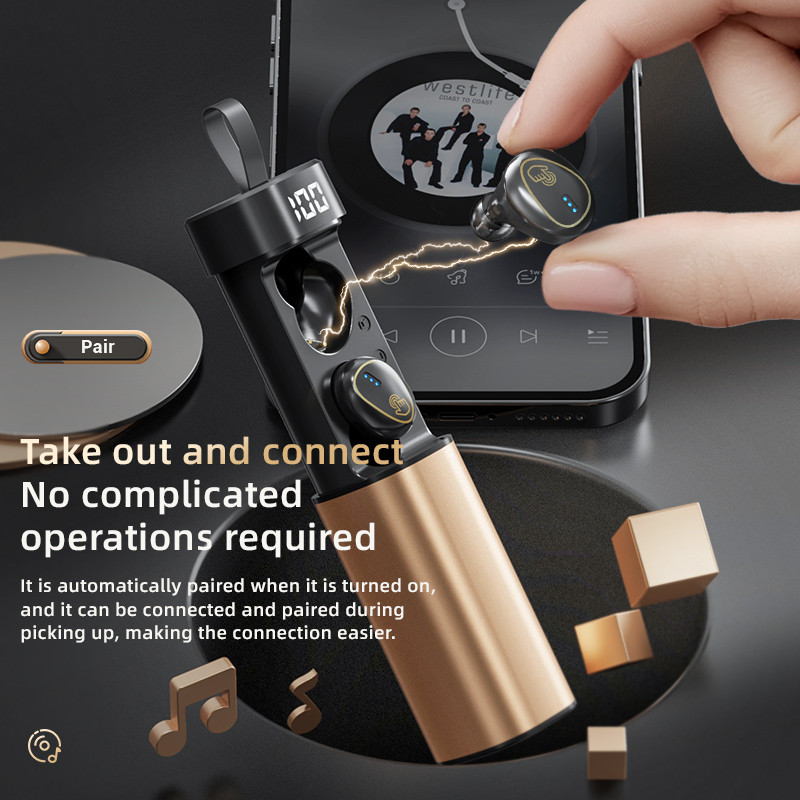 2023 Νέα Ακύρωση θορύβου Ακουστικά Bluetooth Push Pull Type Design IPX7 Αδιάβροχα αθλητικά ακουστικά με Mic HiFi Stereo Earbuds