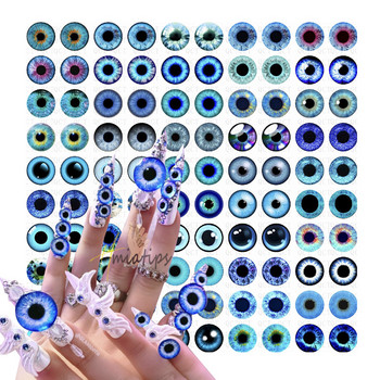 30 бр. 3D Blue Evil Eye Design Nail Charm Смесени очи Декорации Скъпоценни камъни Блясък Акрил Направи си сам Nail Art Аксесоари