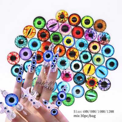 30db 3D Blue Evil Eye Design Körömvarázs Vegyes Szem Dekorációk Drágakövek Csillogó Akril DIY Nail Art Kiegészítők