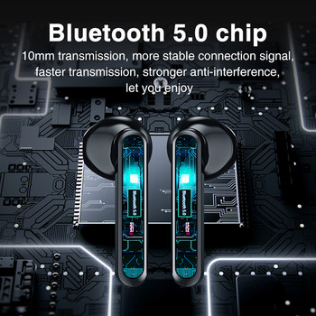 TWS Bluetooth 5.0 Слушалки HiFi Стерео Музика Сензорни Безжични слушалки с LED дисплей за захранване Микрофон Hands Free Мини спортни слушалки