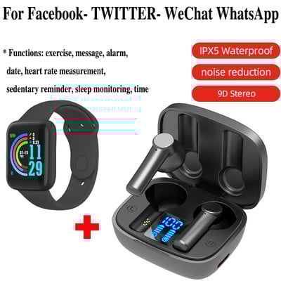 TWS Bluetooth 5.0 Ακουστικά HiFi Stereo Music Ασύρματα ακουστικά αφής με οθόνη LED Power Mic Hands Free Mini Sports Earbuds