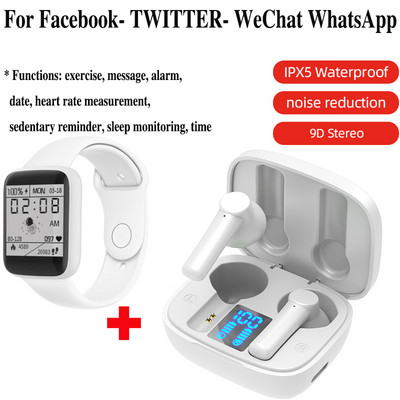 TWS Bluetooth 5.0 Ακουστικά HiFi Stereo Music Ασύρματα ακουστικά αφής με οθόνη LED Power Mic Hands Free Mini Sports Earbuds