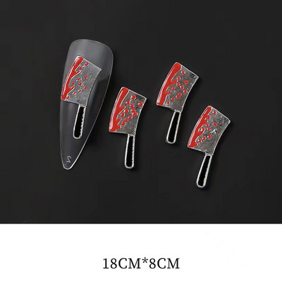 10db 3D körömdíszítés Halloween Bloody Knife körömbűvölők strasszok dekoráció fémötvözet luxus barkács manikűr kiegészítő