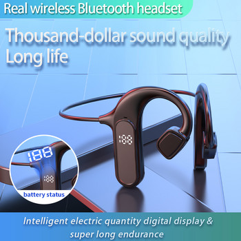 VAORLO Air Conduction Безжични слушалки LED Bluetooth 5.2 TWS HIFI Слушалки Спортни водоустойчиви слушалки с поддръжка на микрофон TF карта