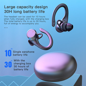 TWS Hook-Ear Спортни слушалки Bluetooth 5.2 безжични слушалки ENC шумопотискащи слушалки с микрофон Водоустойчиви сензорни слушалки