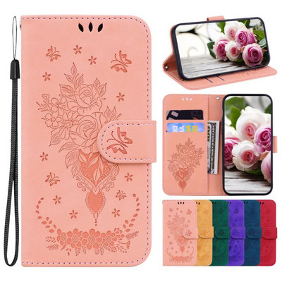 Калъф за телефон Cute Roses Flip за Motorola Moto G7 G9 G 5G Plus Play G8 Power Lite Pure Stylus 2022 E7 Plus Wallet Cover Skin D26G