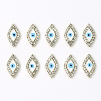 10 τμχ Devil\'s Blue Eye Luxury Nail Charms Glitter Rhinestones Μεταλλικό κράμα Διακοσμήσεις Νυχιών Αξεσουάρ Μανικιούρ σαλονιού Εργαλεία