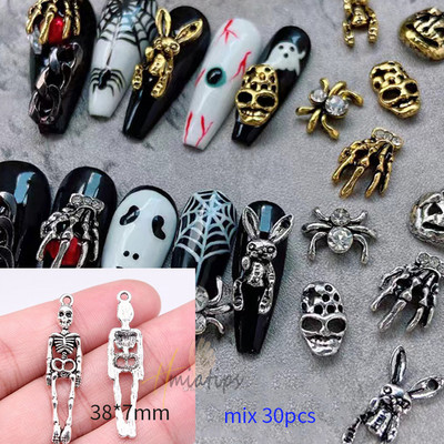 3D Nail Art Halloween Scream Bloody Cutter Köröm Varázslatok Strasszok Dekoráció Szellemarc Kísérteties Design Díszek