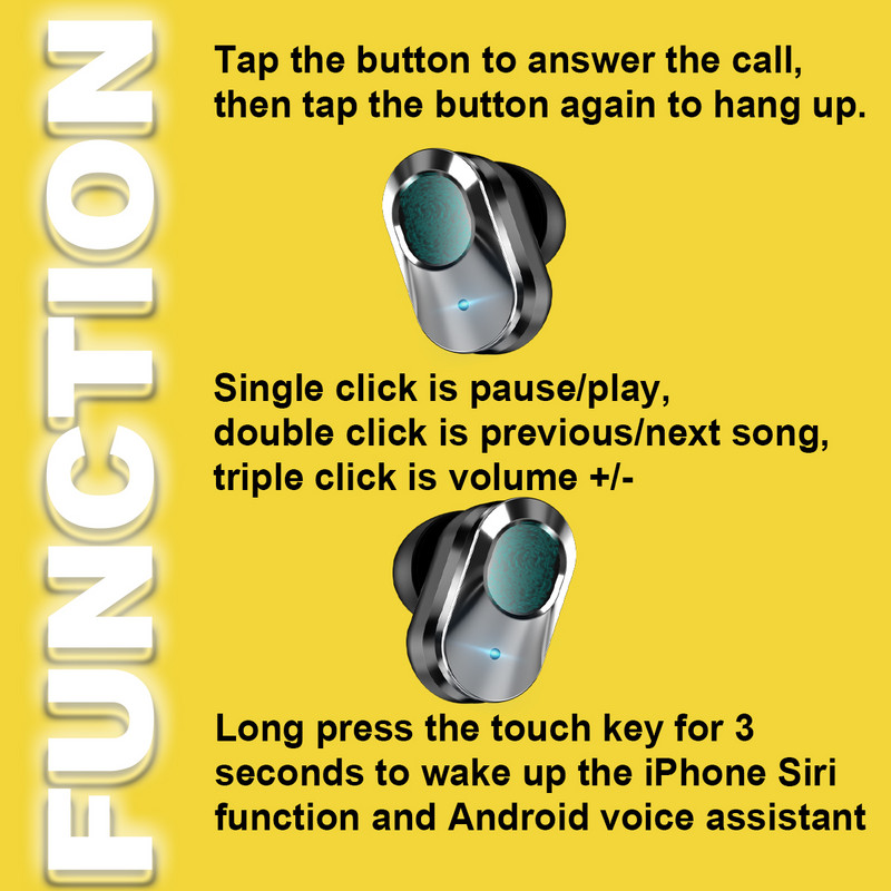 T92 Bluetooth slušalice visoke kvalitete HIFI kvalitete zvuka Vodootporni dodirni čepići za uši primjenjuju se na prijenosno punjenje pametnih satova T92