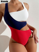 Riseado Colorblock Μαγιό One Piece Woman Cut Out Sexy 2 Piece Swimwear 2023 Νέο ψηλό κομμένο μαγιό για γυναίκες μαγιό
