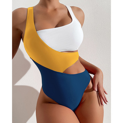 Riseado Colorblock Μαγιό One Piece Woman Cut Out Sexy 2 Piece Swimwear 2023 Νέο ψηλό κομμένο μαγιό για γυναίκες μαγιό