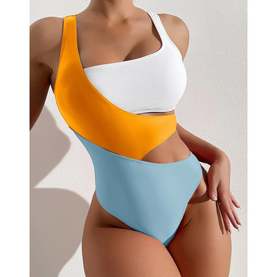 Riseado Colorblock Μαγιό One Piece Woman Cut Out Sexy 2 Piece Swimwear 2023 Νέο ψηλό κομμένο μαγιό για γυναίκες μαγιό