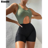Riseado Patchwork One Piece fürdőruhák 2023 Kivágott fürdőruhák Női Boyleg Monokini Sport fürdőruhák Női strandruhák