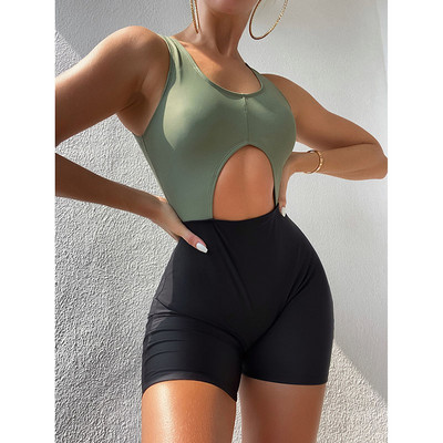 Riseado Patchwork One Piece fürdőruhák 2023 Kivágott fürdőruhák Női Boyleg Monokini Sport fürdőruhák Női strandruhák