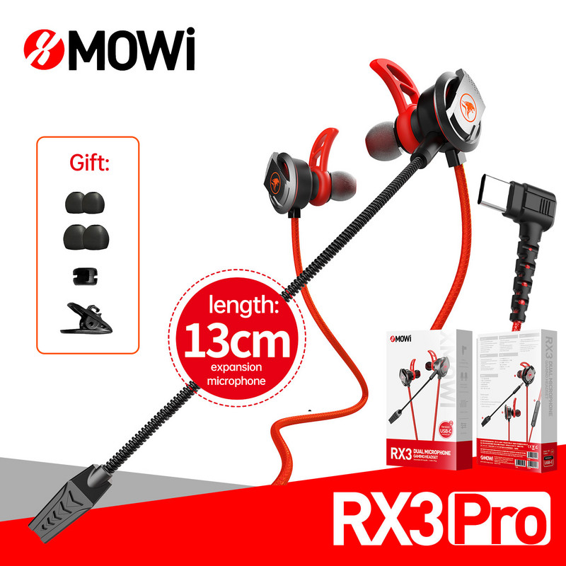 xMOWi RX3 Type C mängukõrvaklapid mikrofoniga Bass kõrvaklapid Eemaldatav HD Mic V3.0 Plus