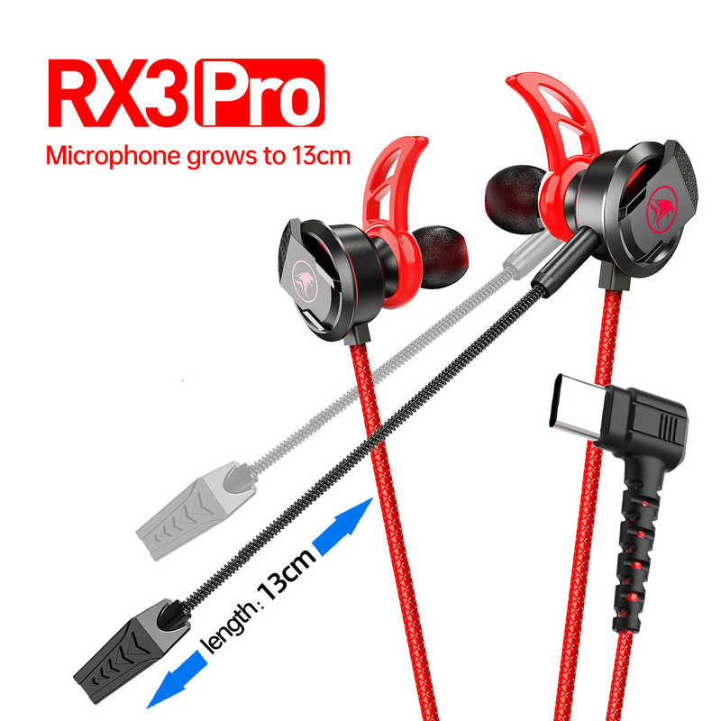xMOWi RX3 Type C mängukõrvaklapid mikrofoniga Bass kõrvaklapid Eemaldatav HD Mic V3.0 Plus
