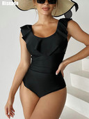 Riseado crni jednodijelni kupaći kostim Ženski kupaći kostim Seksi kupaći kostim Ženski kupaći kostim s volanima 2023. Novi jednodijelni jednodijelni