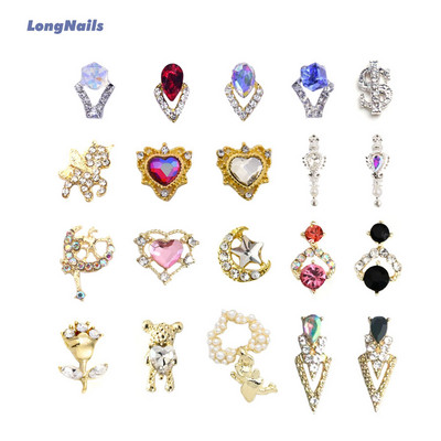 10 τμχ Classical Luxury Charm Geometry Heart Royal Lady Alloy Χειροποίητα Μεταλλικά Κρυστάλλινα Μονόκερος Διακοσμητικά Νυχιών Γούρια 1583