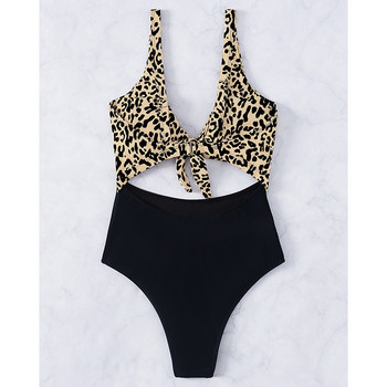 Riseado Leopard One Piece Γυναικείο μαγιό με κόμπο μπροστινό 2023 Νέο σέξι μαγιό για γυναικεία εξώπλατο μαγιό