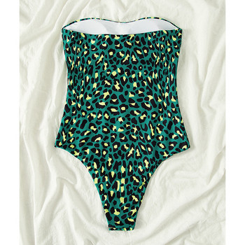 Riseado Leopard One Piece Swimsuits Bandeau Γυναικεία 2023 Cut Out Μαγιό High Cut Monokini μαγιό για γυναίκες