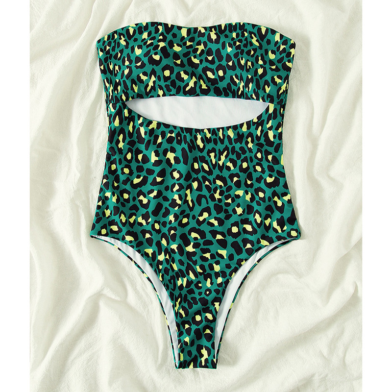Riseado Leopard One Piece Swimsuits Bandeau Γυναικεία 2023 Cut Out Μαγιό High Cut Monokini μαγιό για γυναίκες