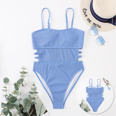 Riseado rebrasti jednodijelni kupaći kostimi 2023. Izrezani seksi kupaći kostimi Ženski bodi Jednodijelni kupaći kostim Ženska odjeća za plažu Monokini na naramenice