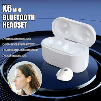 X6 TWS Ασύρματα αόρατα ακουστικά Bluetooth Μίνι ημι-αυτί Ακουστικά Μείωση θορύβου Αθλητικά ακουστικά αφής Ακουστικά παιχνιδιών