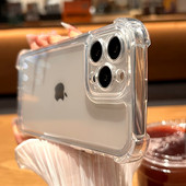 Luksusa triecienizturīgs caurspīdīgs korpuss iPhone 14 13 12 11 Pro Max Xs Xs XR Max 7 8 Plus bufera futrāļiem