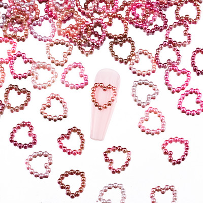 300 de bucăți 4-20mm inimă jumătate rotundă/ arcuită/ perle rhineston mărgele de mărgele libere bijuterie inimă ABS mini perla mărgele de inimă pentru album de însemnări pentru unghii