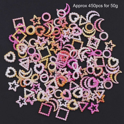 300 de bucăți 4-20mm inimă jumătate rotundă/ arcuită/ perle rhineston mărgele de mărgele libere bijuterie inimă ABS mini perla mărgele de inimă pentru album de însemnări pentru unghii
