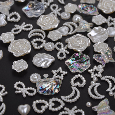 300 de bucăți 4-20mm inimă jumătate rotundă/ arcuită/ perle rhineston mărgele de mărgele libere bijuterie inimă ABS mini perla mărgele de inimă pentru album de însemnări pentru unghii