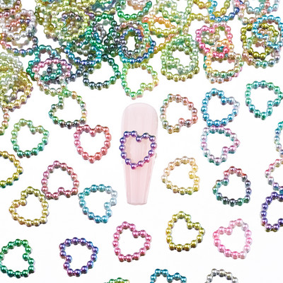 300 de bucăți 4-20mm inimă jumătate rotundă/ arcuită/ perle rhineston mărgele de mărgele libere bijuterie inimă ABS mini perla mărgele de inimă pentru album de însemnări pentru unghii