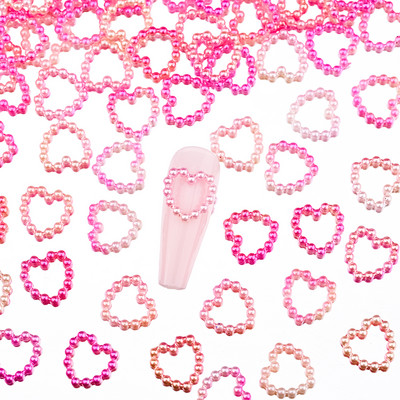 300 de bucăți 4-20mm inimă jumătate rotundă/ arcuită/ perle rhineston mărgele de mărgele libere bijuterie inimă ABS mini perla mărgele de inimă pentru album de însemnări pentru unghii