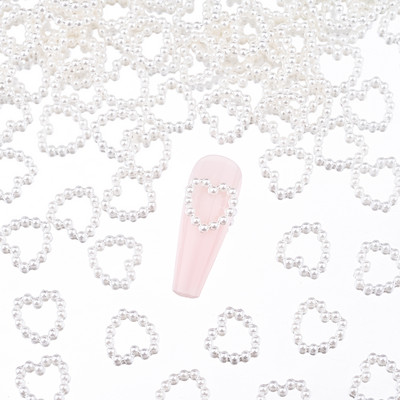 300 de bucăți 4-20mm inimă jumătate rotundă/ arcuită/ perle rhineston mărgele de mărgele libere bijuterie inimă ABS mini perla mărgele de inimă pentru album de însemnări pentru unghii