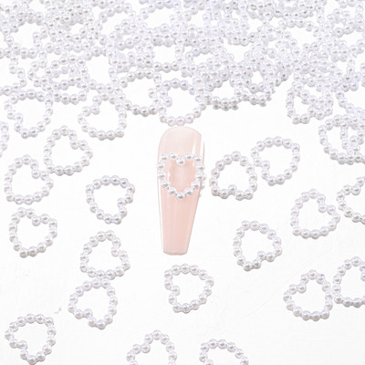 300 de bucăți 4-20mm inimă jumătate rotundă/ arcuită/ perle rhineston mărgele de mărgele libere bijuterie inimă ABS mini perla mărgele de inimă pentru album de însemnări pentru unghii