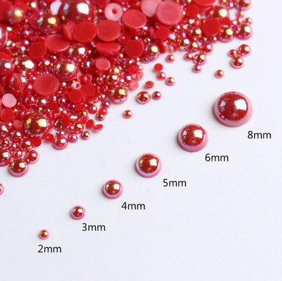 100db 3D Gothic Design Nail Pearl Charm, Punk stílusú ásványi ezüst félkerek gyöngy körömcsúcsok, DIY Nail Art Gothic kellékek