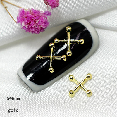 100db 3D Gothic Design Nail Pearl Charm, Punk stílusú ásványi ezüst félkerek gyöngy körömcsúcsok, DIY Nail Art Gothic kellékek