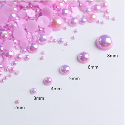 100db 3D Gothic Design Nail Pearl Charm, Punk stílusú ásványi ezüst félkerek gyöngy körömcsúcsok, DIY Nail Art Gothic kellékek