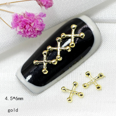 100db 3D Gothic Design Nail Pearl Charm, Punk stílusú ásványi ezüst félkerek gyöngy körömcsúcsok, DIY Nail Art Gothic kellékek