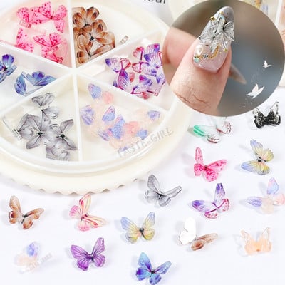 30 KOM/kotačić 3D šareni leptir šarm Nail Art ukrasi sa kamenčićima Pixie ukrasi DIY manikura AB