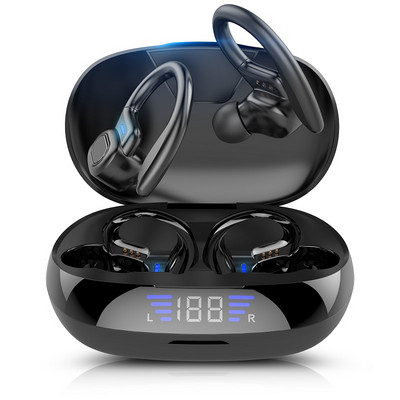 Tws Bluetooth Koptelefoon Met Microfoons Sport Oorhaak Led Display Draadloze Hoofdtelefoon Stereo Oordopjes Waterdicht Headsets