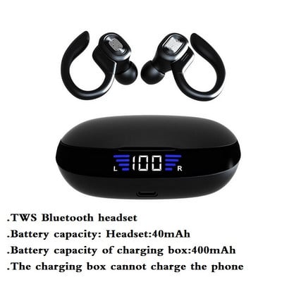 Tws Bluetooth Koptelefoon Met Microfoons Sport Oorhaak Led Display Draadloze Hoofdtelefoon Stereo Oordopjes Waterdicht Headsety