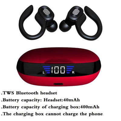 Tws Bluetooth Koptelefoon Met Microfoons Sport Oorhaak Led Display Draadloze Hoofdtelefoon Stereo Oordopjes Waterdicht Headsety