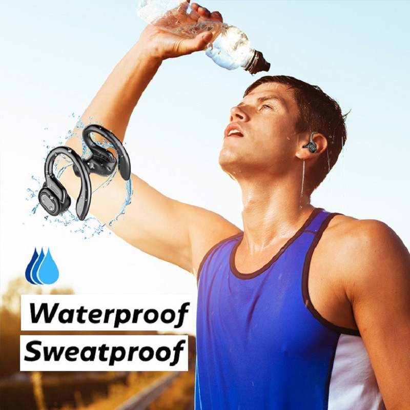 Tws Bluetooth Koptelefoon Met Microfoons Sport Oorhaak Led Display Draadloze Hoofdtelefoon Stereo Oordopjes Waterdicht Headsety