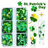 6 rács/doboz St. Patrick's Day Holo Laser Green Clover Nail Art flitter dekoráció Csillogó manikűr Paillette dísztartozékok