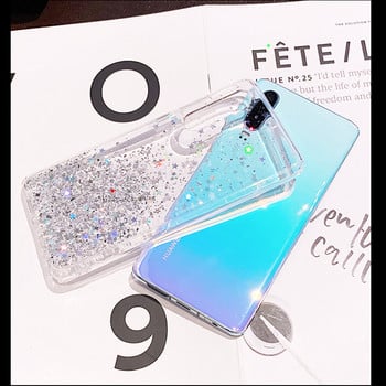 Θήκη σιλικόνης Luxury Glitter για Huawei P20 P30 P40 Pro Lite Διαφανής μαλακή θήκη πλάτης για Huawei P9 P10 Plus Αντικραδασμική βάση