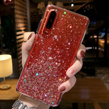 Θήκη σιλικόνης Luxury Glitter για Huawei P20 P30 P40 Pro Lite Διαφανής μαλακή θήκη πλάτης για Huawei P9 P10 Plus Αντικραδασμική βάση