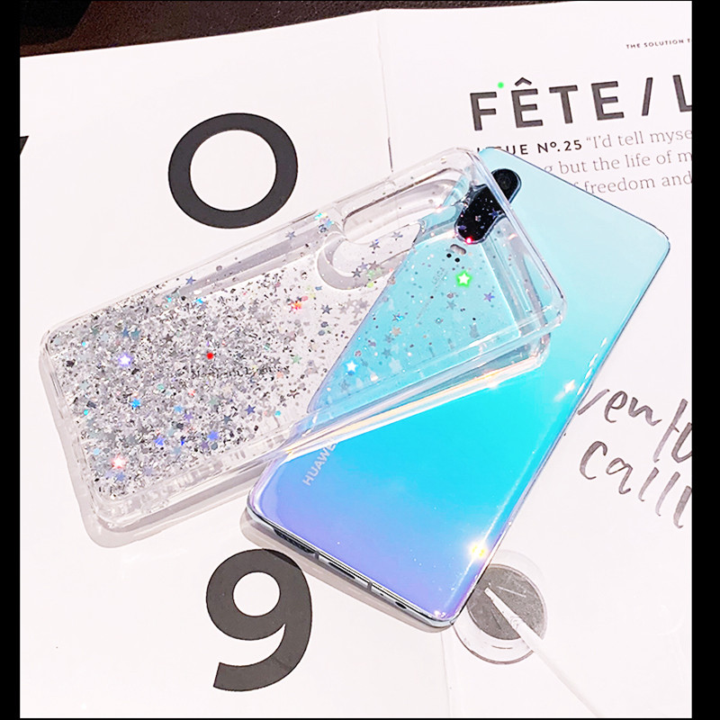 Husa din silicon cu sclipici de lux pentru Huawei P20 P30 P40 Pro Lite Husa moale transparenta din spate pentru Huawei P9 P10 Plus Huse rezistente la socuri