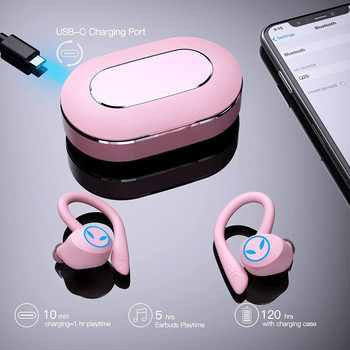 Bluetooth 5.1 Ακουστικά True Sport Earhook Ασύρματα ακουστικά w Κουμπί μικροφώνου Μείωση θορύβου Αδιάβροχα ακουστικά ακουστικών